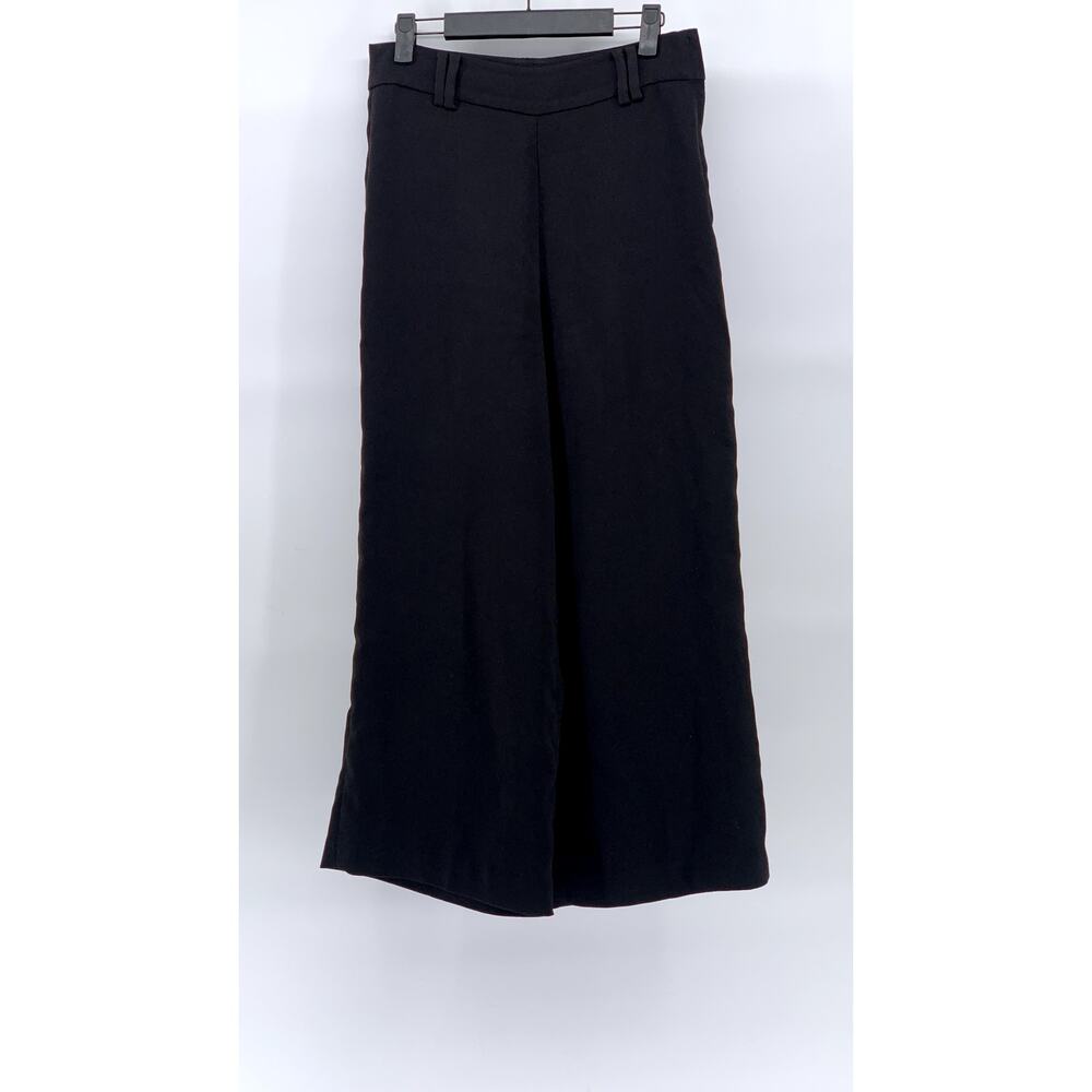 H&M Women's Black Solid Wide-Leg Relaxed-Fit Side-Zipper Dress Pants SZ 6